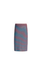BURGUNDY/BLUE - ALA&Iuml;A CROCHET KNIT SKIRT