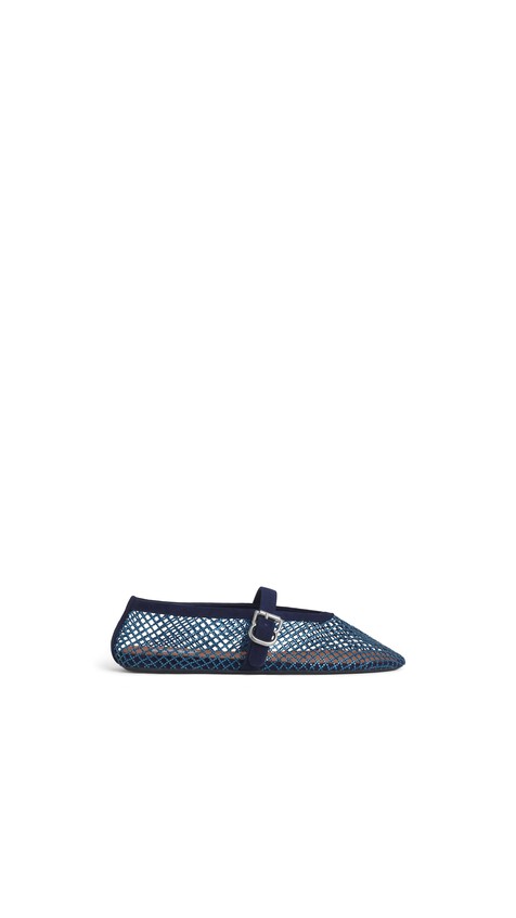 ALA&Iuml;A BALLET FLATS IN STRASS FISHNET BLUE