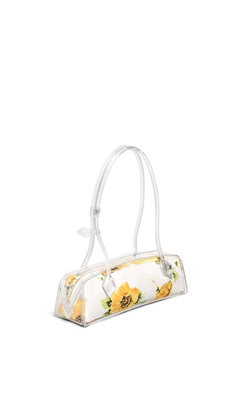 ALA&Iuml;A LE TECKEL MEDIUM BAG IN POLYURETHANE AND FLOWER PRINT WHITE/YELLOW - View 2