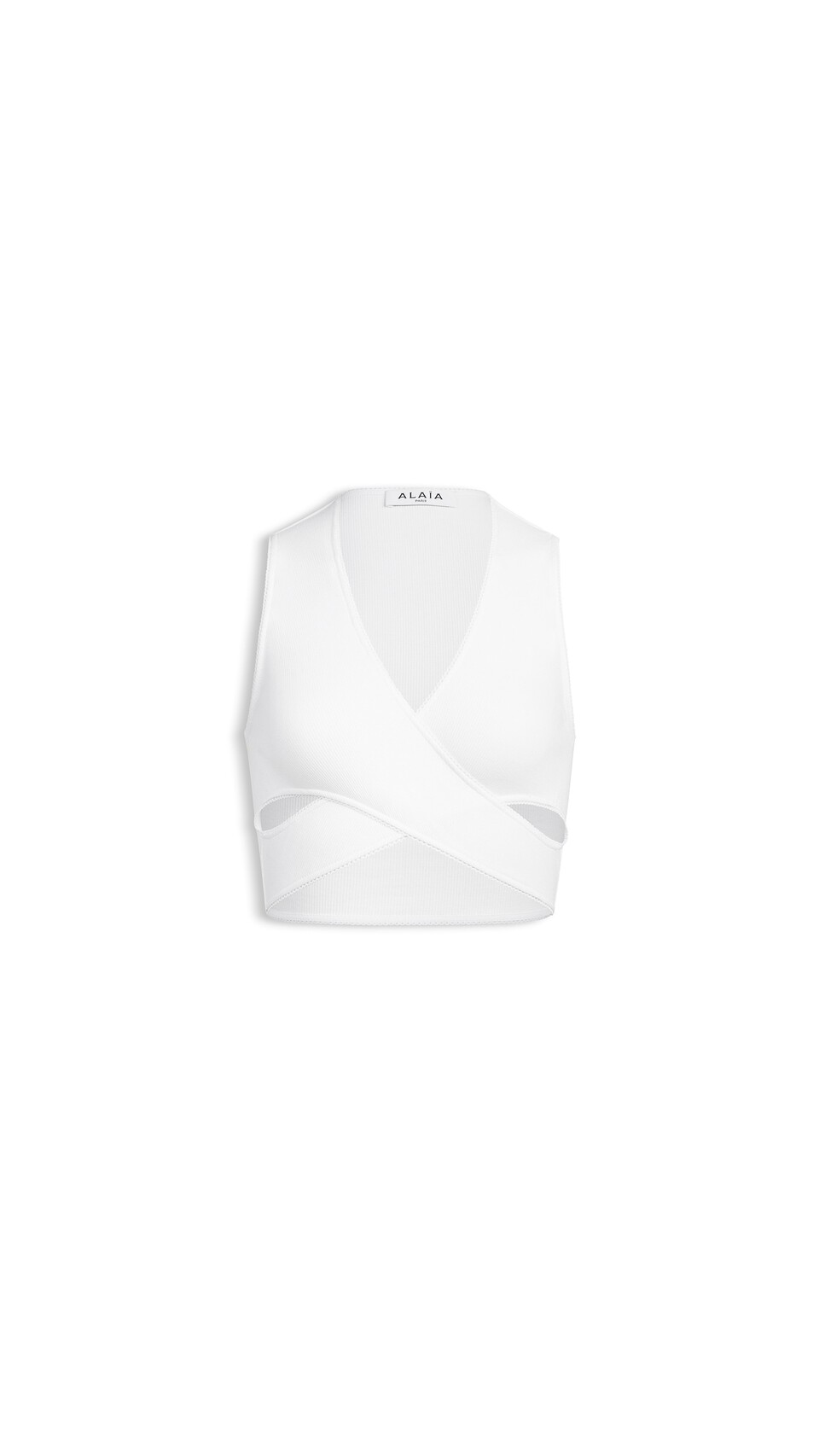 ALA&Iuml;A RIBBED JERSEY WRAPPED TOP WHITE