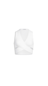 WHITE - ALA&Iuml;A RIBBED JERSEY WRAPPED TOP