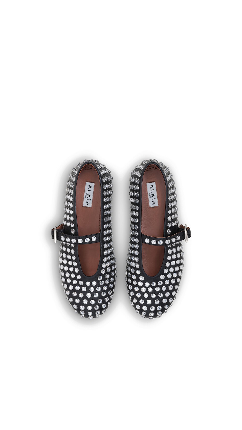 ALA&Iuml;A STRASS LAMBSKIN BALLET FLATS BLACK - View 4