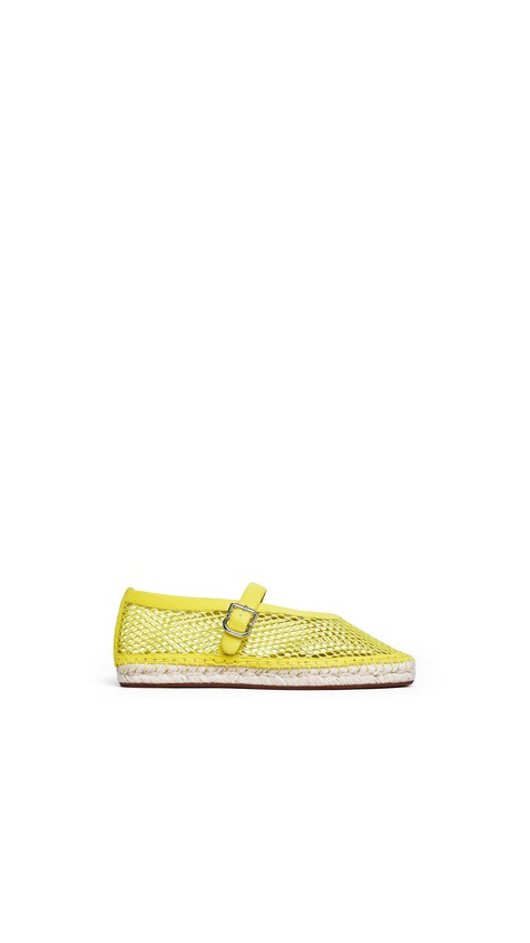 ALA&Iuml;A ESPADRILLES IN FISHNET AND SUEDE LEMON YELLOW