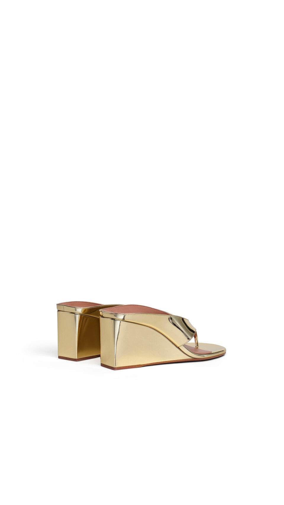 ALA&Iuml;A CUBE THONG MULES IN MIRROR FABRIC PLATINUM - View 3
