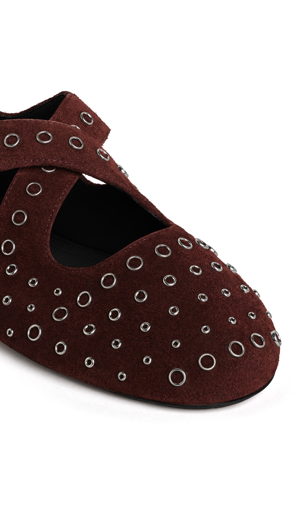 ALA&Iuml;A CRISS CROSS BALLET FLATS IN SUEDE WITH EYELETS EBENE - View 3