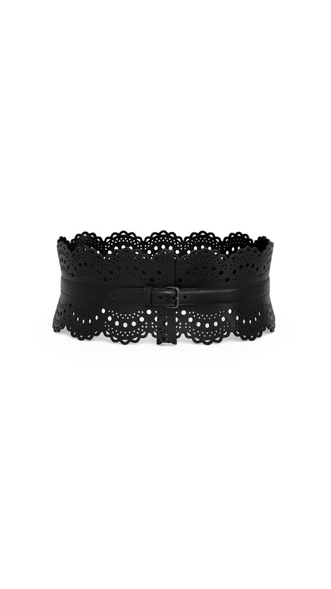 ALA&Iuml;A BUSTIER BELT IN VIENNE WAVE CALFSKIN BLACK