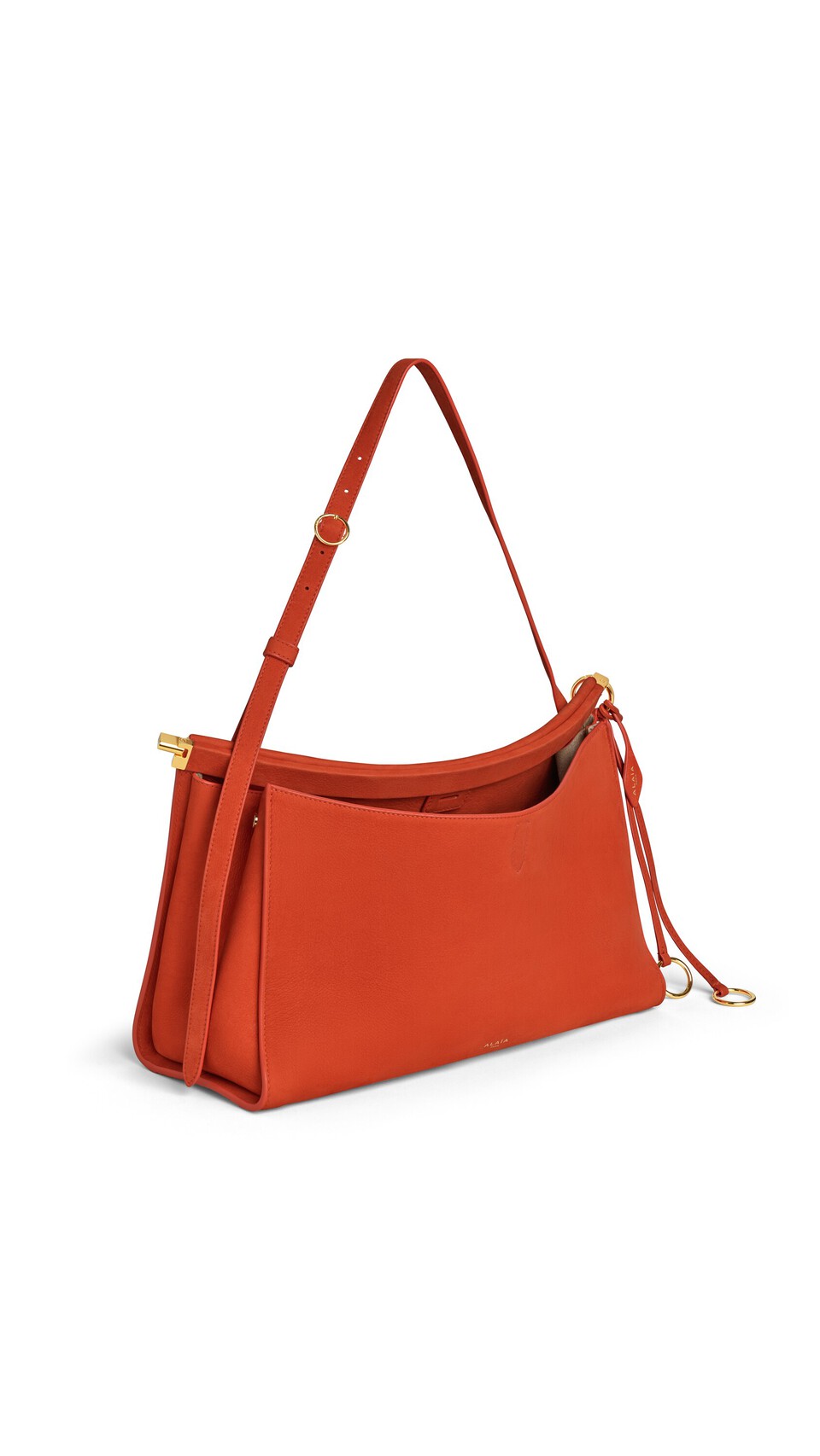 ALA&Iuml;A LE CLICK POCKET 35 BAG IN NUBUCK BURNT ORANGE - View 2