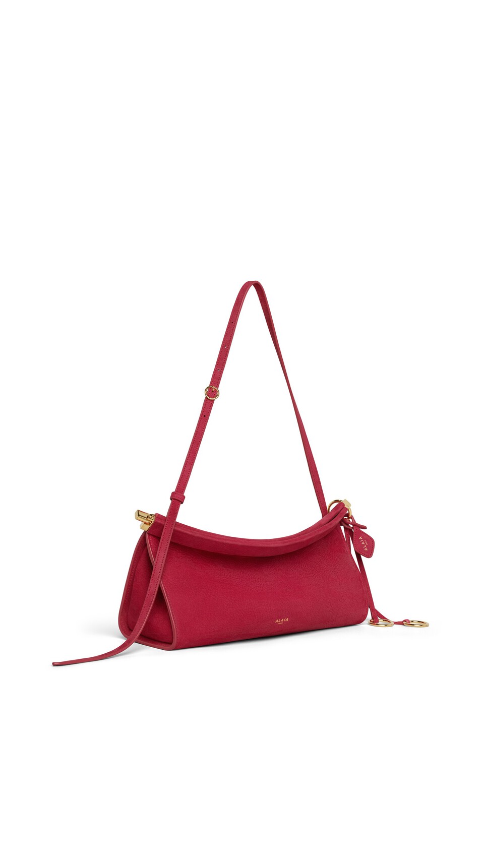 ALA&Iuml;A LE CLICK EAST WEST MEDIUM BAG IN NUBUCK RASPBERRY - View 2