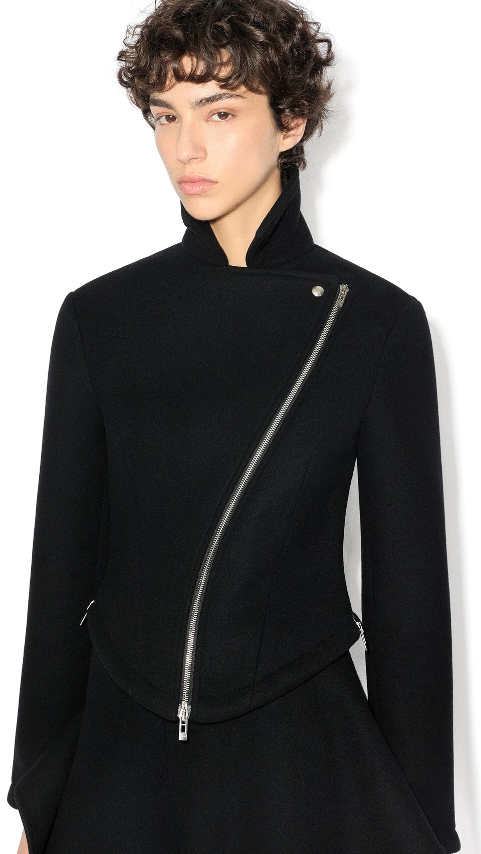 ALA&Iuml;A DOUBLE FACE WOOL BIKER JACKET BLACK - View 4