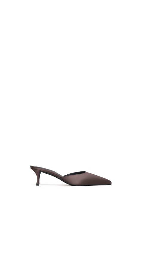 ALA&Iuml;A LE C&OElig;UR MULES IN SATIN DARK BROWN