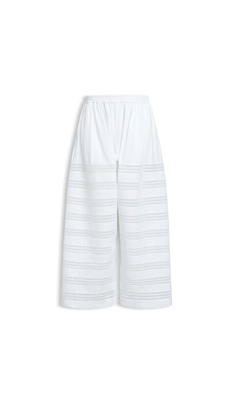 ALA&Iuml;A ROUND POPLIN PANTS WHITE