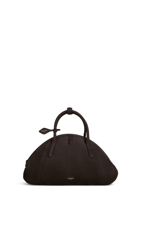 ALA&Iuml;A PURSE TOP HANDLE BAG IN NUBUCK DARK BROWN