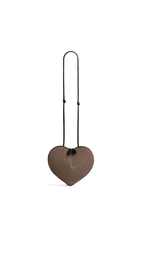 ALA&Iuml;A LE C&OElig;UR BAG IN PAPER STRAW BROWN