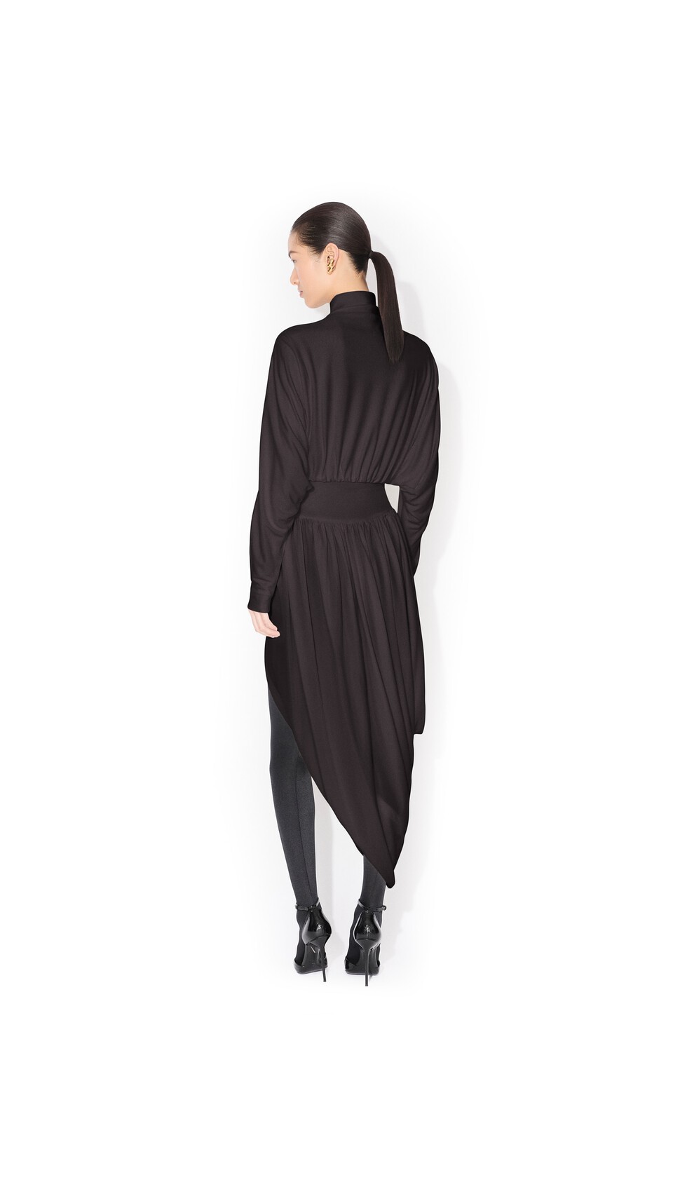 ALA&Iuml;A DRAPED MATTE JERSEY JACKET EBENE - View 3