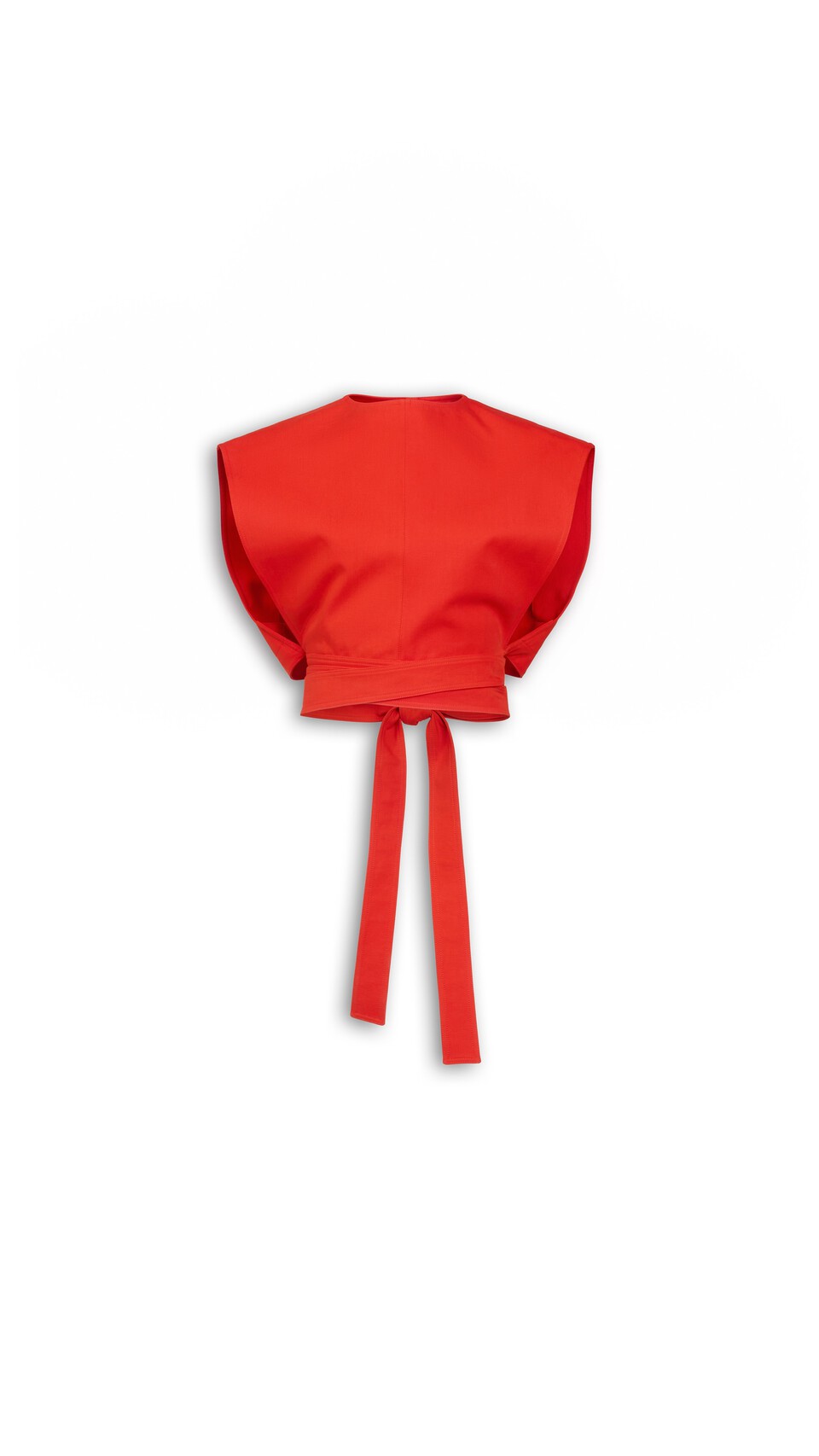 ALA&Iuml;A BELTED COTTON TOP BLOOD ORANGE