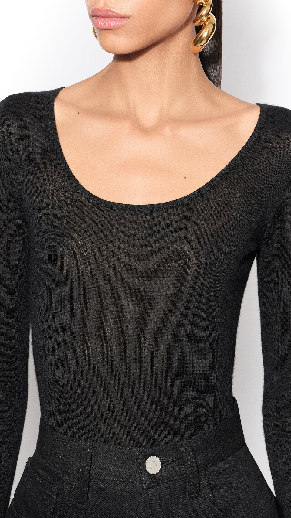 ALA&Iuml;A SECOND-SKIN CASHMERE BODYSUIT BLACK - View 4