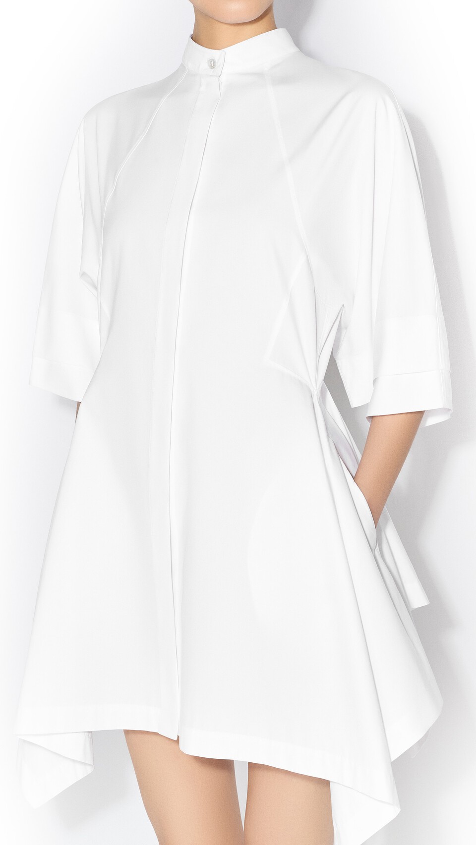 ALA&Iuml;A PANELLED POPLIN DRESS WHITE - View 4