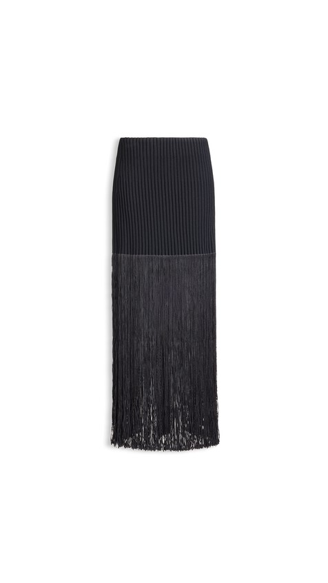 ALA&Iuml;A FRINGED TUBE SKIRT BLACK