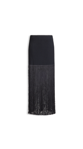 BLACK - ALA&Iuml;A FRINGED TUBE SKIRT