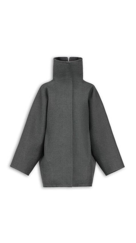 ALA&Iuml;A LAYERED WOOL COAT ANTHRACITE