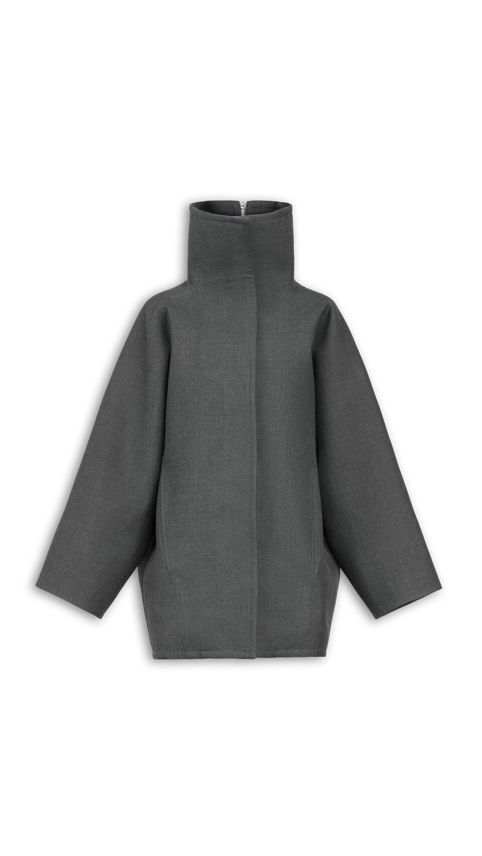 ALA&Iuml;A LAYERED WOOL COAT ANTHRACITE