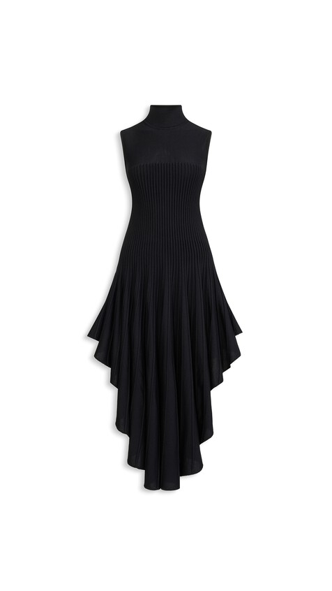 ALA&Iuml;A SCULPTING POINTED DRESS BLACK