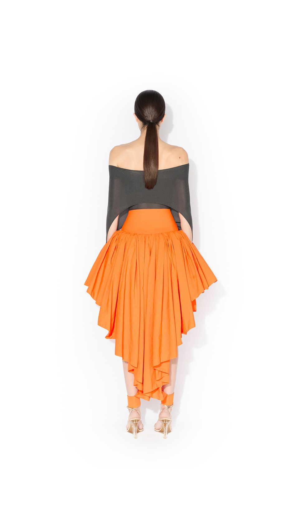 ALA&Iuml;A NYLON MAXI PETTICOAT ORANGE - View 3
