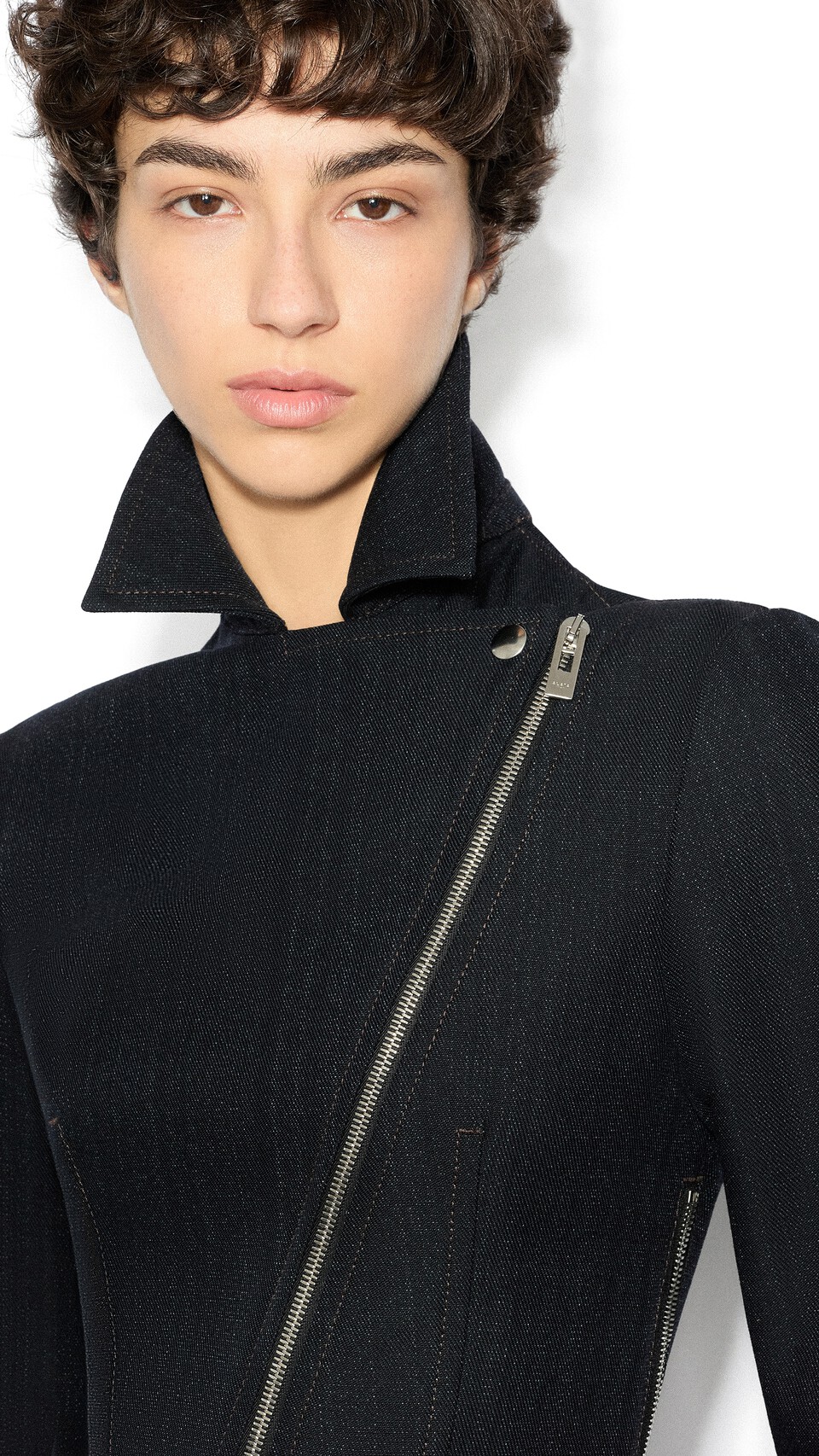 ALA&Iuml;A BIKERJACKE AUS WOLLDENIM NACHT - View 4
