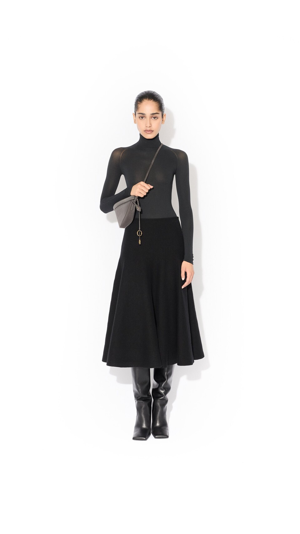 ALA&Iuml;A HIGH NECK SECOND-SKIN KNIT BODYSUIT BLACK - View 3