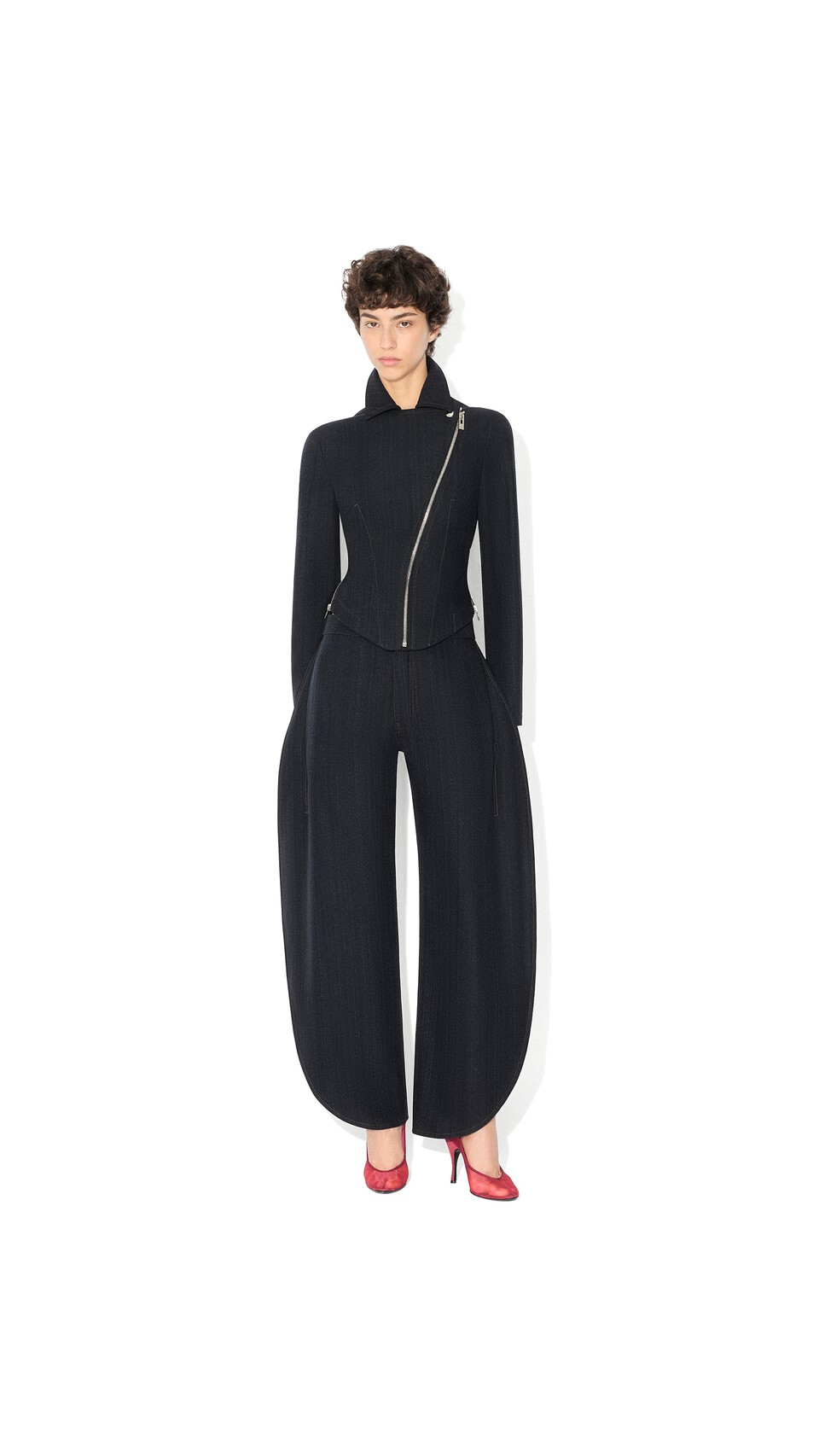 ALA&Iuml;A PETAL WOOL DENIM PANTS NIGHT - View 2