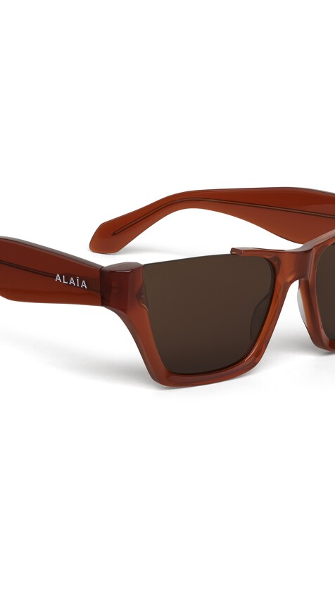 ALA&Iuml;A RECTANGULAR SUNGLASSES BROWN/CARAMEL - View 2