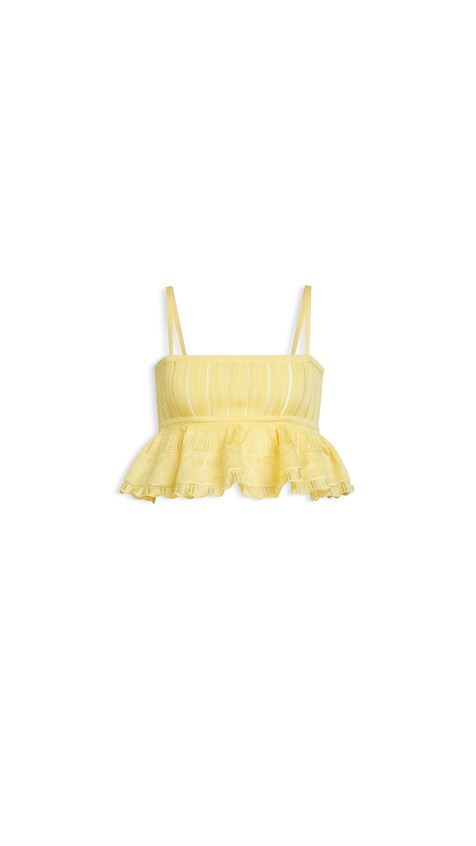 ALA&Iuml;A SHINY CRINOLINE TOP PALE YELLOW