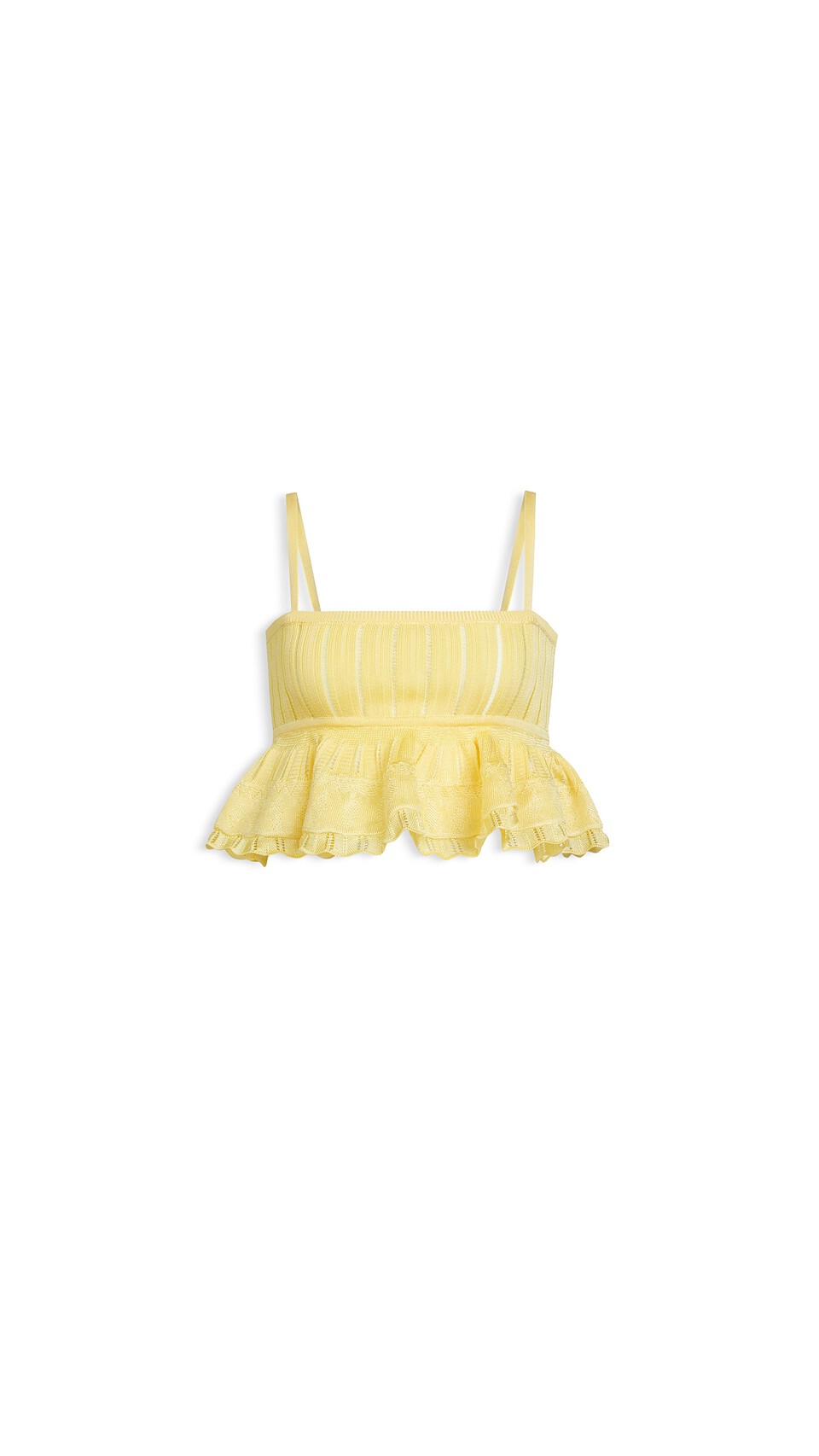 ALA&Iuml;A SHINY CRINOLINE TOP PALE YELLOW