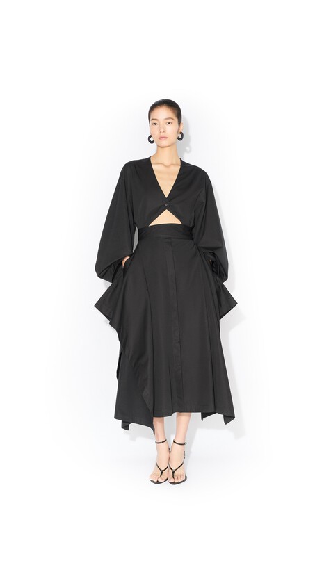 ALA&Iuml;A POPLIN TRENCH DRESS BLACK - View 2