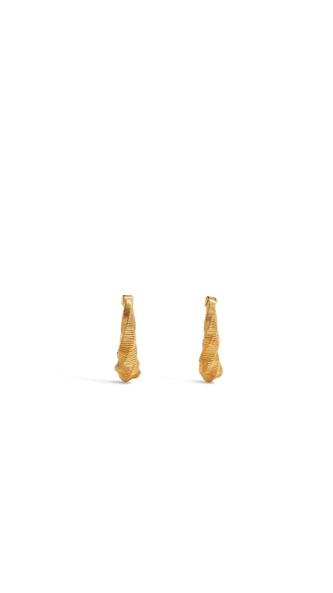 ALA&Iuml;A SQUARE SPIRAL SMALL HOOPS YELLOW GOLD METALS - View 2