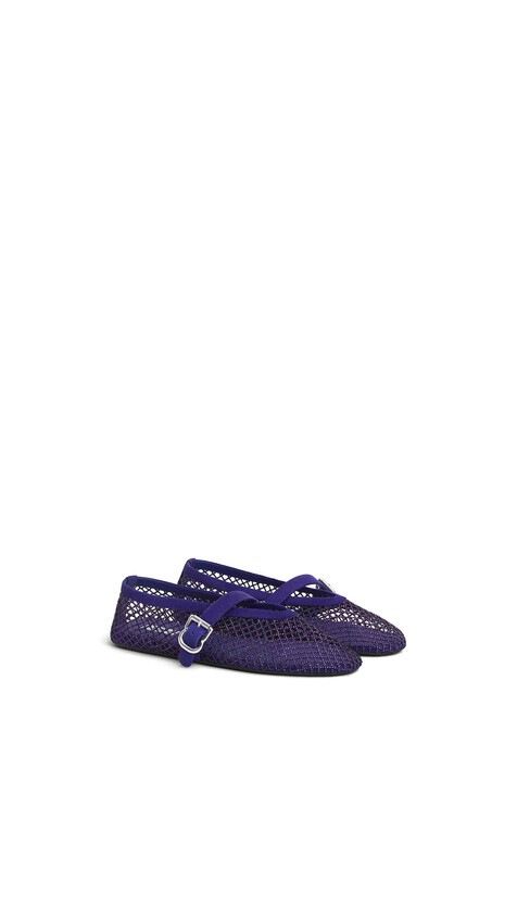 ALA&Iuml;A BALLET FLATS IN STRASS FISHNET IRIS - View 2