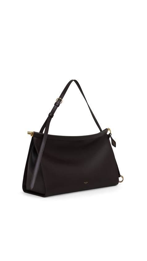 ALA&Iuml;A LE CLICK EAST WEST LARGE BAG IN CALFSKIN DARK BROWN - View 2