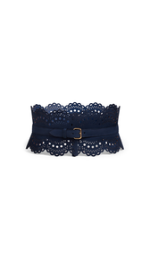 BLUE - ALA&Iuml;A BUSTIER BELT IN PERFORATED VIENNE NUBUCK