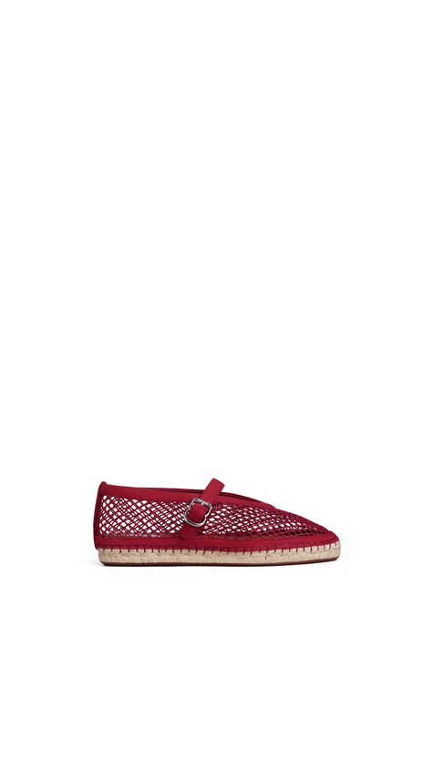 ALA&Iuml;A ESPADRILLES IN FISHNET AND SUEDE CARMINE