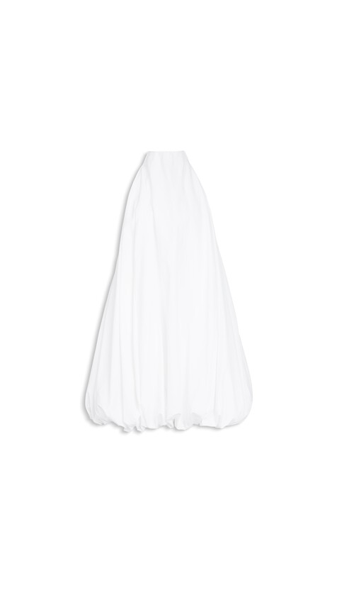 ALA&Iuml;A BALLOON POPLIN DRESS WHITE