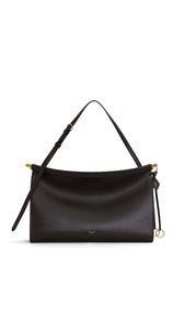 DARK BROWN - ALA&Iuml;A LE CLICK EAST WEST LARGE BAG IN CALFSKIN
