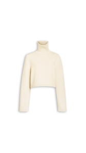 NATURAL WHITE - ALA&Iuml;A CASHMERE KNIT CROPPED JUMPER