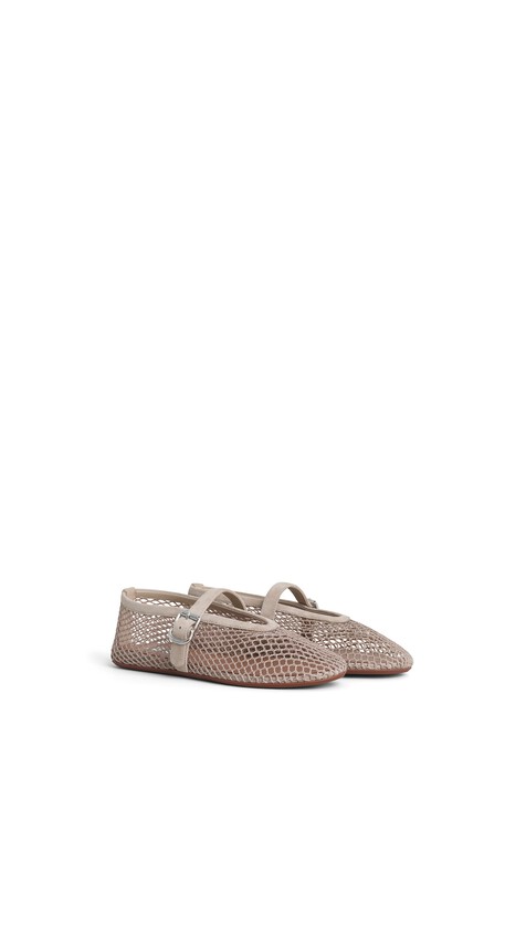 ALA&Iuml;A BALLET FLATS IN FISHNET AND SUEDE GREY - View 2