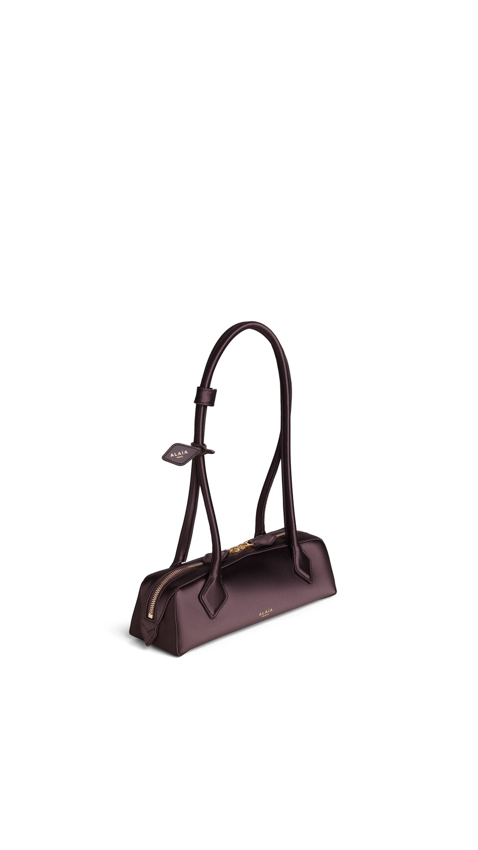 ALA&Iuml;A LE TECKEL SMALL BAG IN SATIN DARK BROWN - View 2