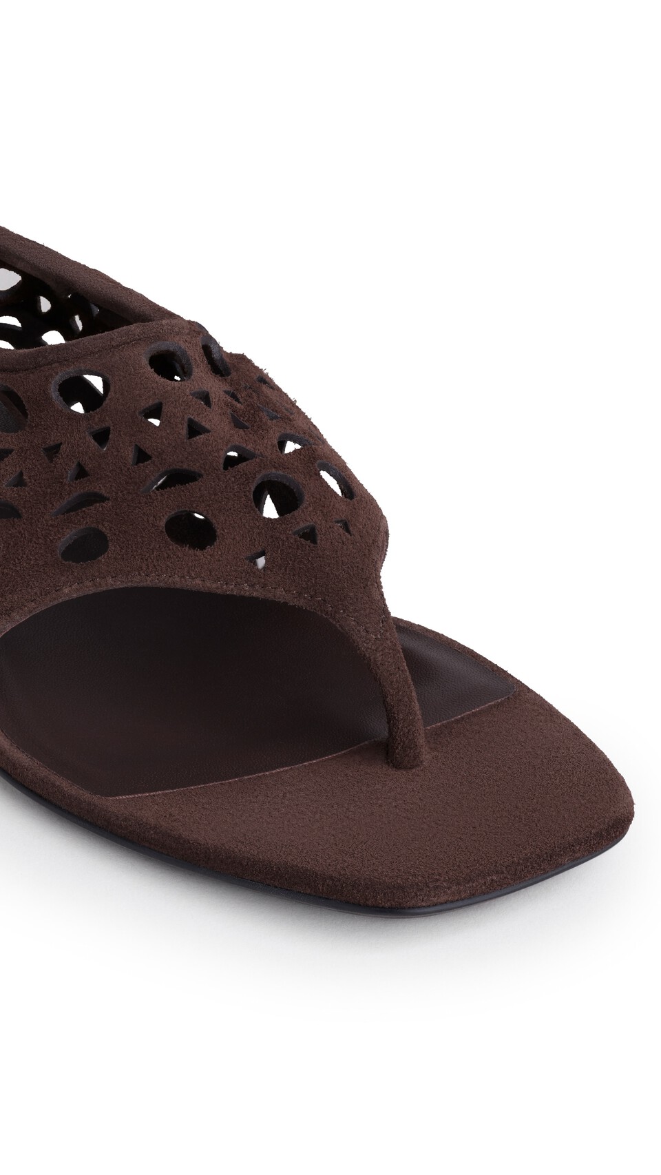 ALA&Iuml;A VIENNE THONG SANDALS IN VELVET CALFSKIN CHOCOLATE - View 3