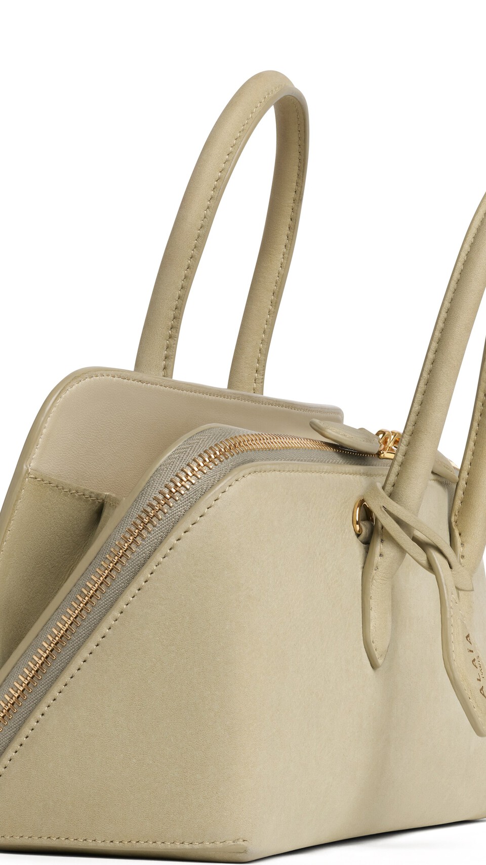 ALA&Iuml;A DELTA SMALL BAG IN NUBUCK ALMOND GREEN - View 3