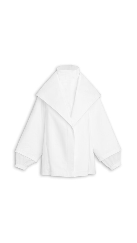ALA&Iuml;A LAYERED COTTON PARKA WHITE
