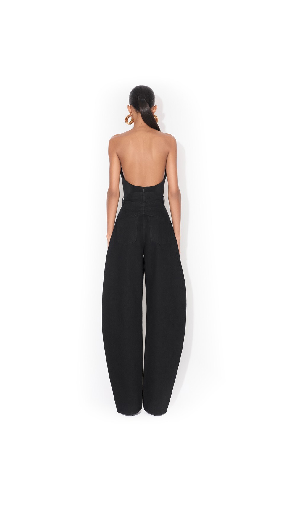 ALA&Iuml;A ROUND DENIM PANTS BLACK - View 5