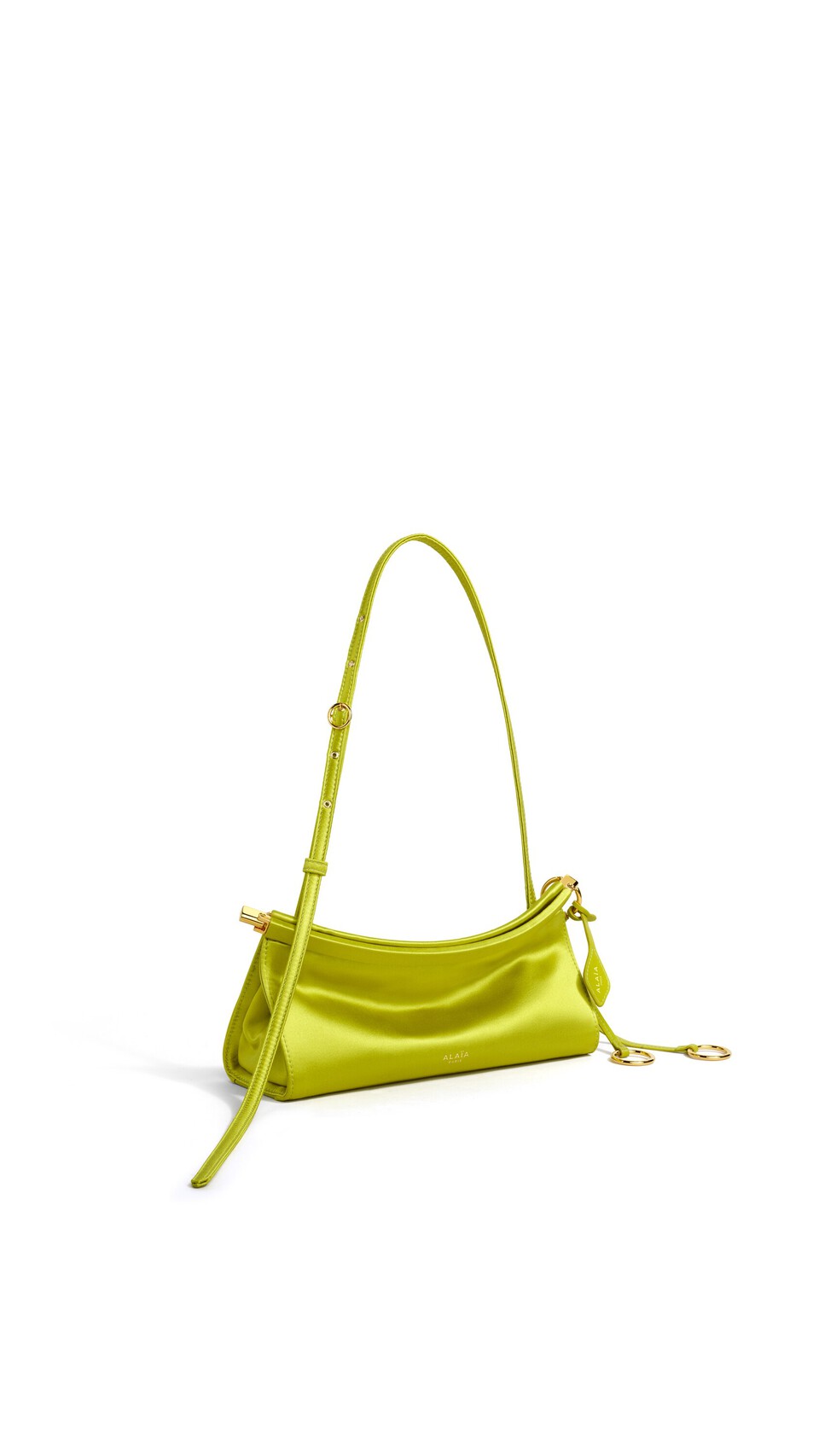 ALA&Iuml;A LE CLICK EAST WEST SMALL BAG IN SATIN LIME - View 2