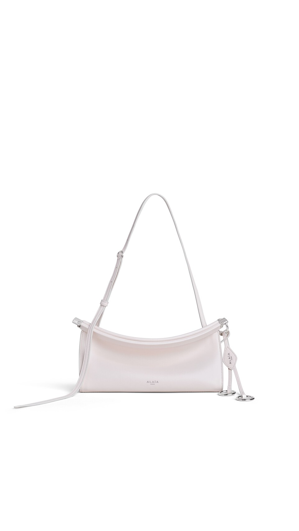 ALA&Iuml;A LE CLICK EAST WEST SMALL BAG IN CALFSKIN ROSE QUARTZ